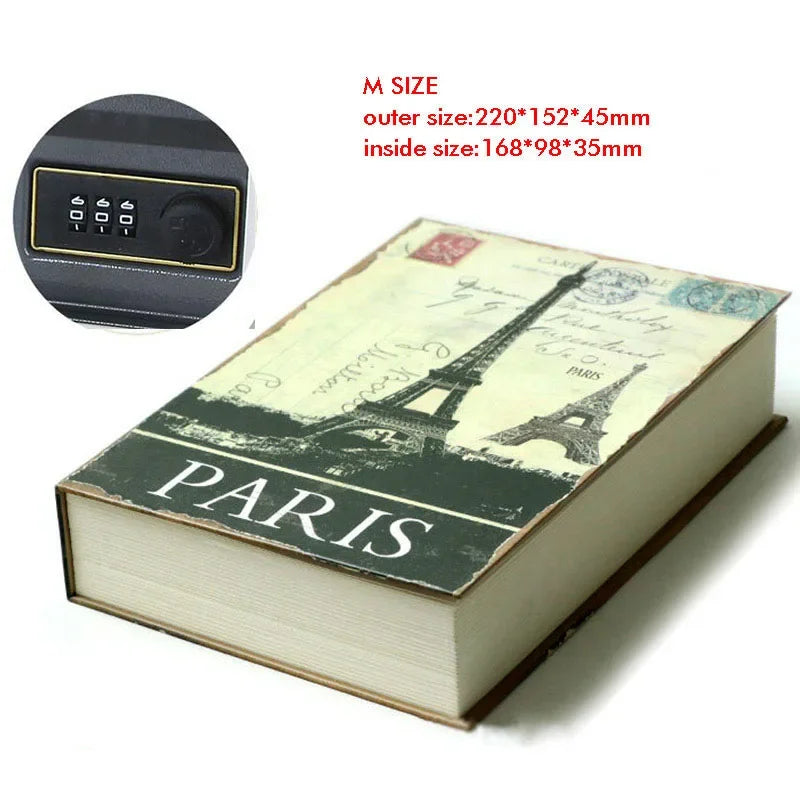 Classic Book Safe with Key Lock — Metal Steel Hidden Safe for Cash, Coins & Jewelry