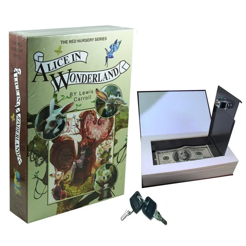 Classic Book Safe with Key Lock — Metal Steel Hidden Safe for Cash, Coins & Jewelry