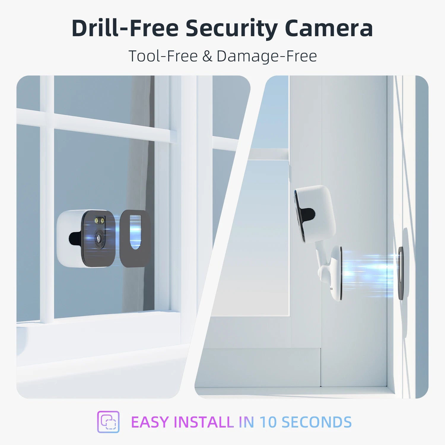 HEIYOUCAM 2K Window Security Camera — No-Drill Indoor & Outdoor Monitoring with Human Detection