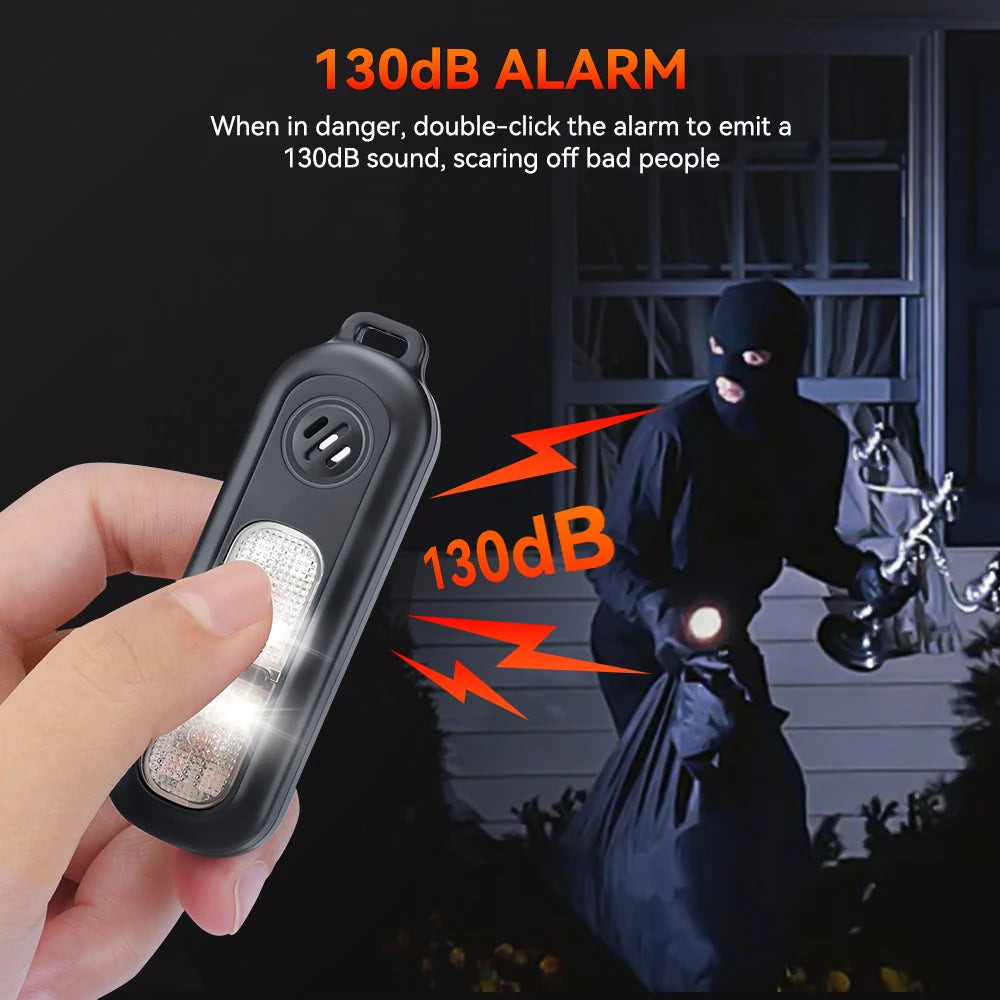 Hollarm 130dB Personal Safety Alarm Keychain — USB Rechargeable with Emergency LED Light