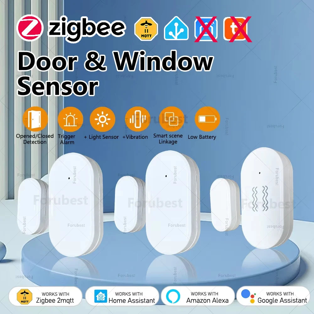 Zigbee Door & Window Sensor — Open/Close Detector with Optional Light & Vibration Detection
