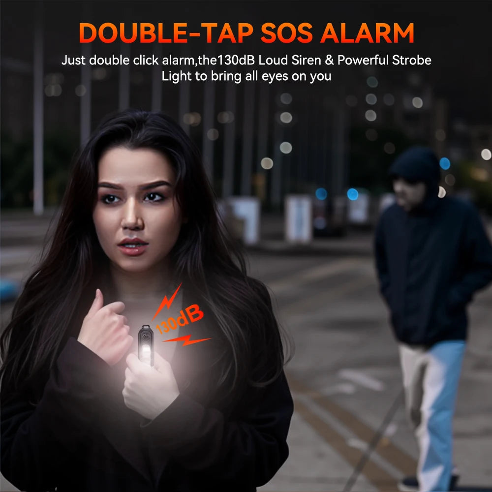 Hollarm 130dB Personal Safety Alarm Keychain — USB Rechargeable with Emergency LED Light