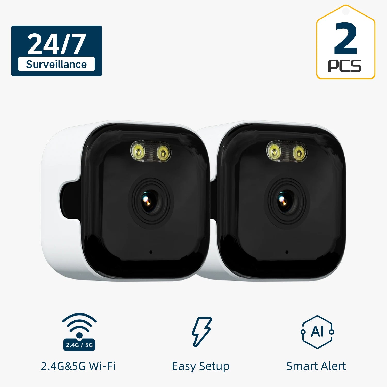 HEIYOUCAM 2K Window Security Camera — No-Drill Indoor & Outdoor Monitoring with Human Detection