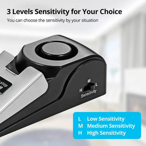 120dB Loudly Door Stop Alarm for Home Hotel Door Stopper Security Alarm 3 Levels Sensitivity Door Wedge Alarm