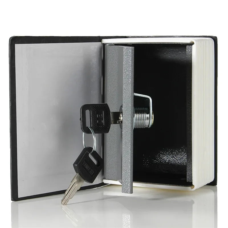 Classic Book Safe with Key Lock — Metal Steel Hidden Safe for Cash, Coins & Jewelry