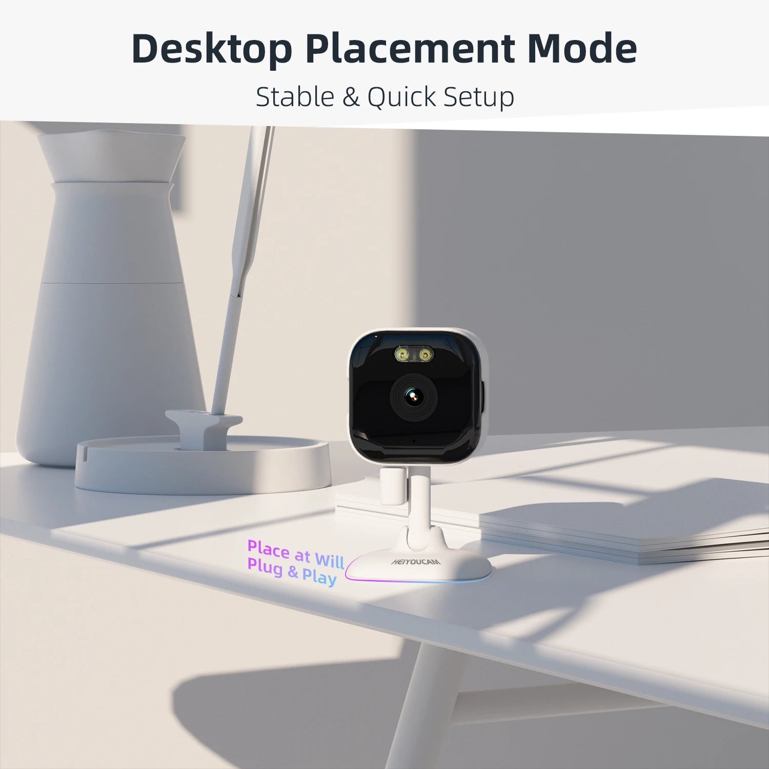HEIYOUCAM 2K Window Security Camera — No-Drill Indoor & Outdoor Monitoring with Human Detection